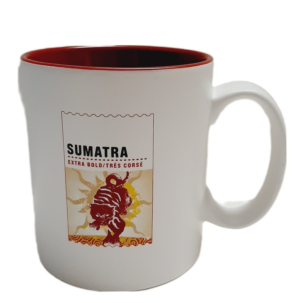 🍒 STARBUCKS Sumatra Blend 2010 White & Berry Red Mug Coffee Cup